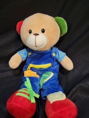 Linzy Toys Plush Learn To Dress Bear Educational Tie Zip Button Snap 16"
